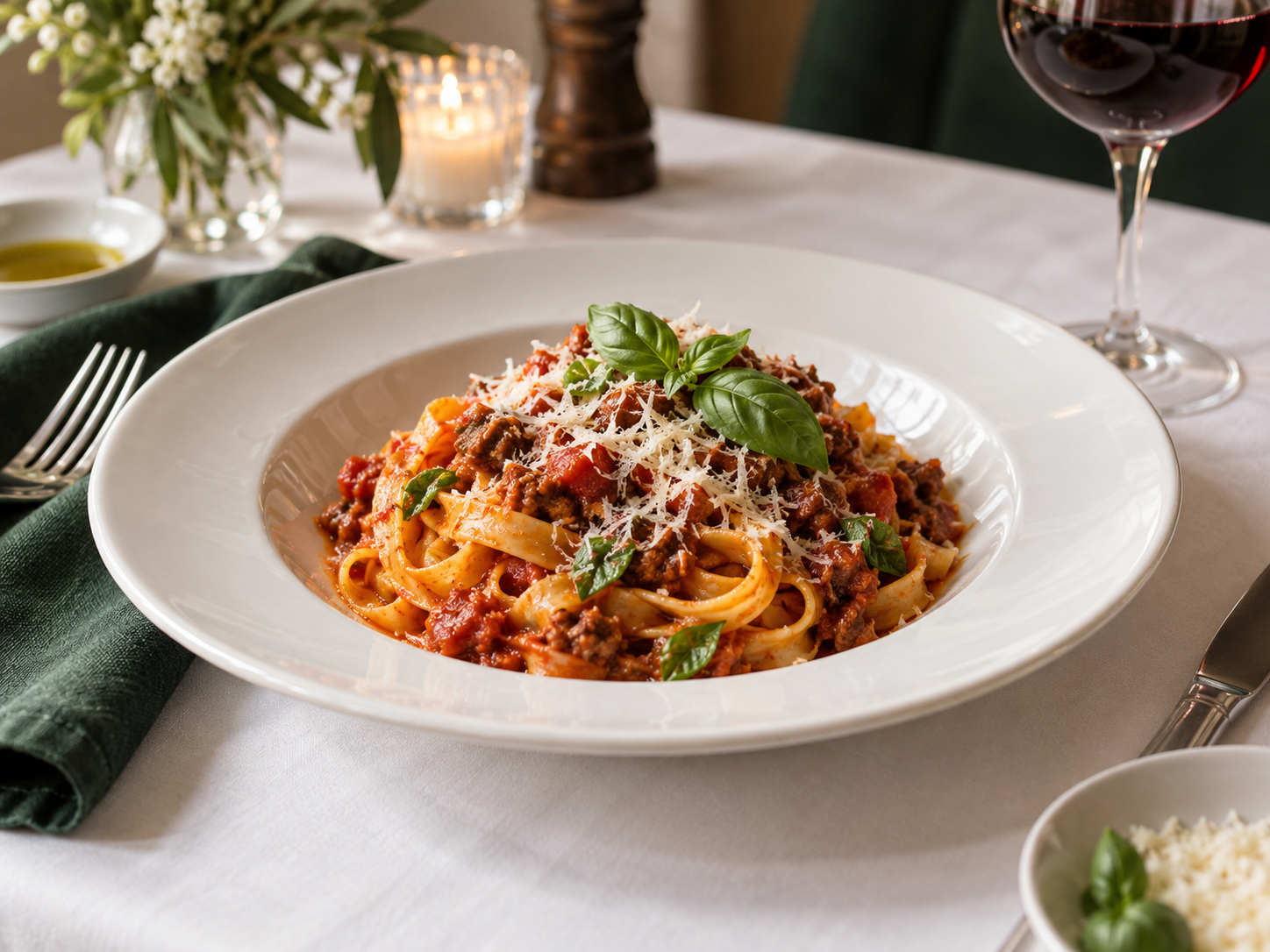 Tagliatelle with slow-cooked tomato ragu